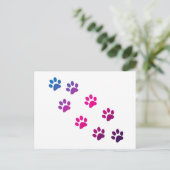 Niedlich Pink Blue Lila Kitty Paws Postkarte (Stehend Vorderseite)