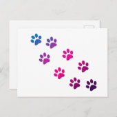 Niedlich Pink Blue Lila Kitty Paws Postkarte (Vorne/Hinten)
