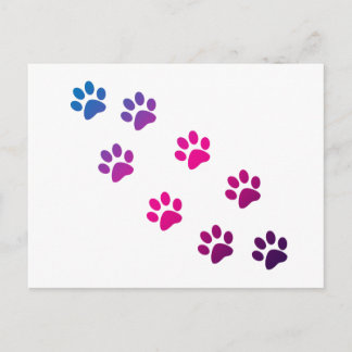 Niedlich Pink Blue Lila Kitty Paws Postkarte