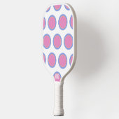 Niedlich Pink Blue und Orange Polka Dot Personalis Pickleball Schläger (Links)