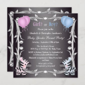 Niedlich Pink & Blue Zebras Baby Gender Reveal Dus Einladung (Vorne/Hinten)