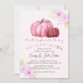Niedlich Pink Blume Kleine Pumpkins Kindermädchend Einladung (Vorderseite)