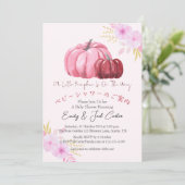 Niedlich Pink Blume Kleine Pumpkins Kindermädchend Einladung (Stehend Vorderseite)