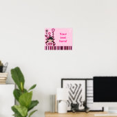 Niedlich Pink Blume Kokeshi Poster (Heimbüro)