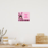 Niedlich Pink Blume Kokeshi Poster (Küche)