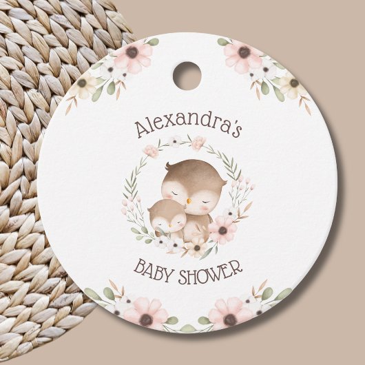 Niedlich Pink Blume Owl Baby Girl Dusche Vielen Da Geschenkanhänger
