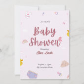 Niedlich Pink Boho Babydusche Einladung (Vorderseite)