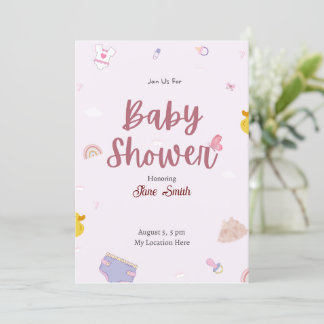 Niedlich Pink Boho Babydusche Einladung