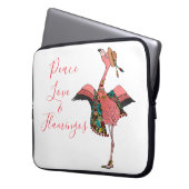 Niedlich Pink Boho Flamingo Peace Liebe und Flamin Laptopschutzhülle (Vorderseite Links)