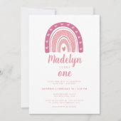 Niedlich Pink Boho Rainbow Einladung (Vorderseite)