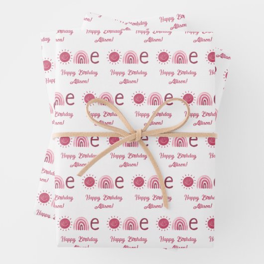 Niedlich Pink Boho Rainbow Geschenkpapier Set (Beispiel)