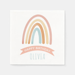 Niedlich Pink Boho Rainbow Girls Geburtstag Serviette