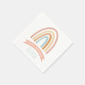 Niedlich Pink Boho Rainbow Girls Geburtstag Serviette (Ecke)