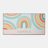 Niedlich Pink Boho Rainbow Initials Schreibtischunterlage (Vorderseite)