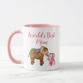 Niedlich Pink Boho Wasserfarbe Elefantenmüttertag Tasse (Links)