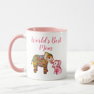 Niedlich Pink Boho Wasserfarbe Elefantenmüttertag Tasse