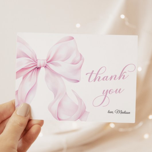 Niedlich Pink Bow Baby Dusche Dankeskarte