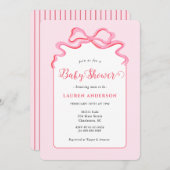 Niedlich Pink Bow Baby Shower Einladung (Vorne/Hinten)