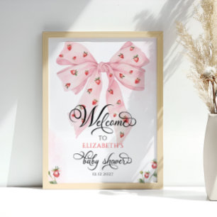 Niedlich Pink Bow Berry Sweet Baby Dusche Willkomm Poster