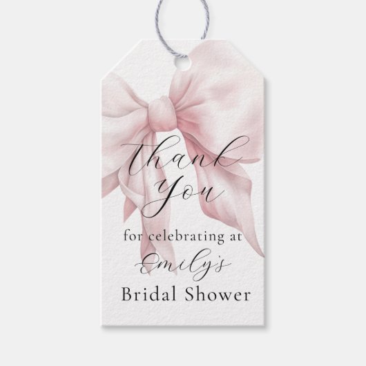 Niedlich Pink Bow Brautparty Vielen Dank Geschenkanhänger (Vorderseite)