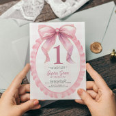 Niedlich Pink Bow Coquette 1. Geburtstag Einladung