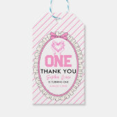 Niedlich Pink Bow Coquette 1. Geburtstag Geschenkanhänger (Vorderseite)