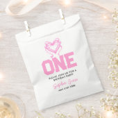 Niedlich Pink Bow Coquette 1. Geburtstag Geschenktütchen (Ausgeschnitten)