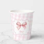 Niedlich Pink Bow Coquette 1. Geburtstag Pappbecher (Vorderseite)