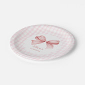 Niedlich Pink Bow Coquette 1. Geburtstag Pappteller (Schrägansicht)