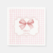 Niedlich Pink Bow Coquette 1. Geburtstag Serviette (Vorderseite)
