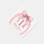 Niedlich Pink Bow Coquette 1. Geburtstag Serviette (Ecke)