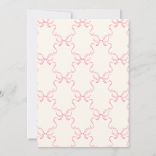 Niedlich Pink Bow Coquette Geburtstag Einladung (Rückseite)