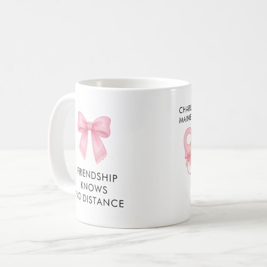 Niedlich Pink Bow Coquette Long Distance Best Frie Kaffeetasse (Vorderseite Links)