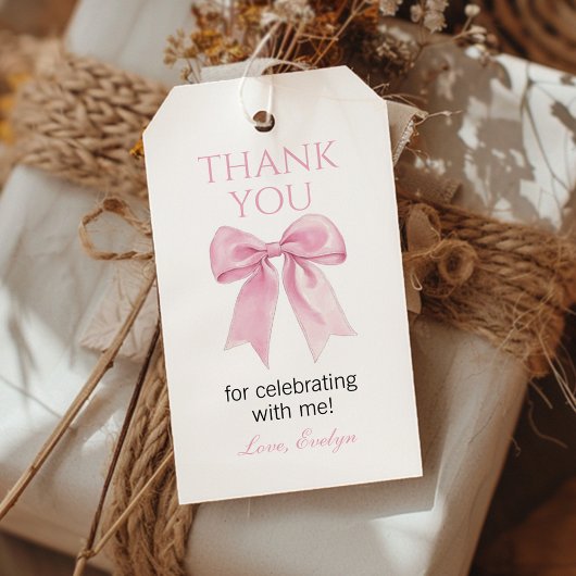 Niedlich Pink Bow Coquette Party Danke für Ihre Un Geschenkanhänger