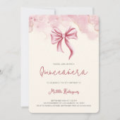 Niedlich Pink Bow Coquette Quinceanera Geburtstag Einladung (Vorderseite)