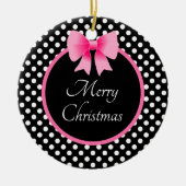 Niedlich Pink Bow Frohe Weihnachten Keramik Ornament (Vorne)