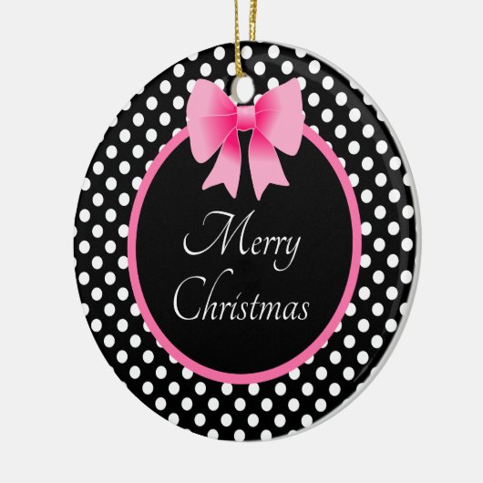 Niedlich Pink Bow Frohe Weihnachten Keramik Ornament (Links)