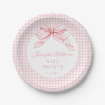 Niedlich Pink Bow Gingham Baby Girl Dusche
