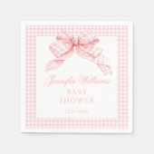 Niedlich Pink Bow Gingham Baby Showpaper Napkins Serviette (Vorderseite)
