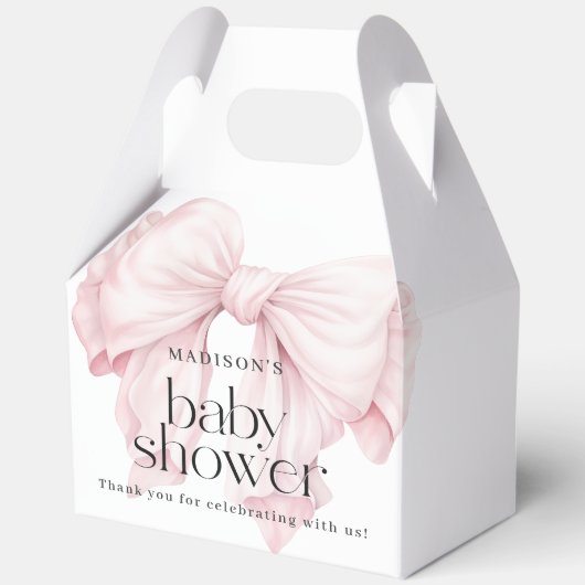 Niedlich Pink Bow Girl Babydusche Danke Geschenkschachtel (Vorderseite)