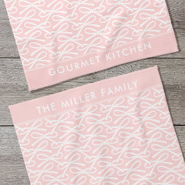 Niedlich Pink Bow Individuelle Name Küche Handtüch Geschirrtuch