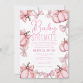 niedlich Pink Bow Kleine Kürbisfallen Kinderdusche Einladung (Vorderseite)