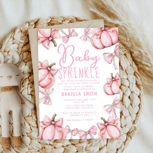 niedlich Pink Bow Kleine Kürbisfallen Kinderdusche Einladung