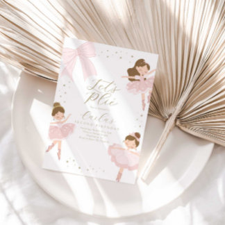 Niedlich Pink Bow Let's Plié Ballerina Geburtstag Einladung
