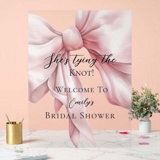 Niedlich Pink Bow Sie bindet das Brautparty des Kn Acrylschild (Hochzeit)
