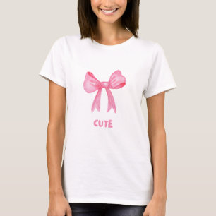 "NIEDLICH" Pink Bow T-Shirt - Soft Girl Ästhetik
