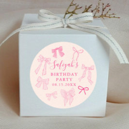 Niedlich Pink Bows Geburtstagsparty Gefallen Runder Aufkleber