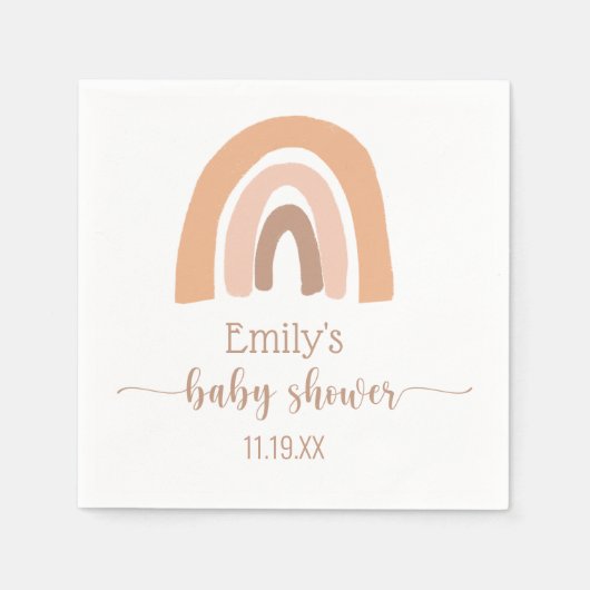 Niedlich Pink Brown Boho Rainbow Baby Dusche Serviette (Vorderseite)