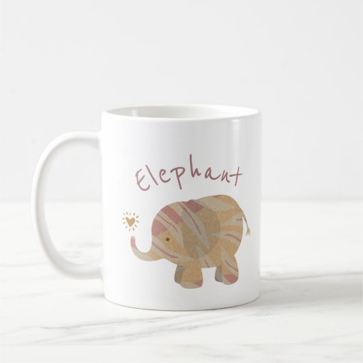 Niedlich Pink Brown und Bronze Baby Elephant Kaffeetasse (Links)