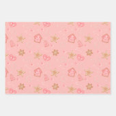 Niedlich Pink Brown Weihnachtskrümelmuster Geschenkpapier Set (Vorderseite)